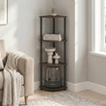 Furinno Turn-N-Tube Toolless 4-Tier Storage Shelves, Columbia Walnut