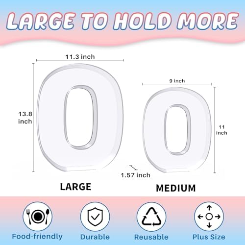 13.8" Extra Large Acrylic Letter Charcuterie Board Box, Reusable Fillable Letter Cake Candy Dish Display Serving Tray for Birthday Anniversary Party Decoration (O)