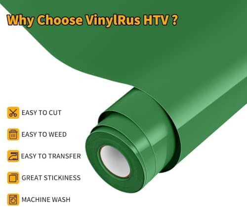 VinylRus Heat Transfer Vinyl, Grass Green, 12" x 20ft