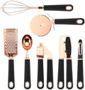 COOK WITH COLOR Kitchen Gadget Set Copper Plated Stainless Steel Utensils with Soft Touch Handles, Copper Black, 7 Pieces