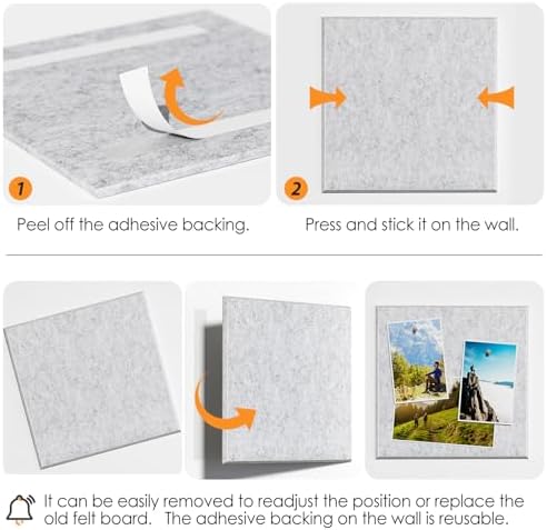MaxGear Felt Bulletin Board 48" x 36", Light Gray Felt Wall Tile Wall Decor