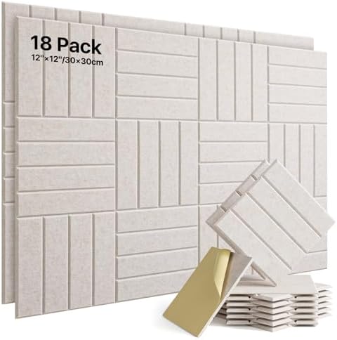 Soundsbay Sound Proof Foam Panels for Walls Self-Adhesive, 18-Pack 12"X12"