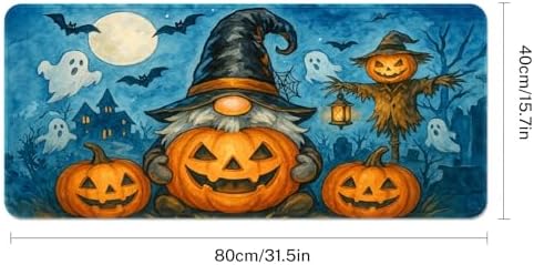 Britimes Large Mouse Pad, Mouse Pad, 31.5 x 15.7 Inch, Halloween Gnome Bat