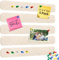 HAUTOCO Felt Bulletin Strips 5 Pack, 13" x 2" Self Adhesive Pin Board with 20 Push Pins, Peel and Stick Memo Board for Photos, Notes & Wall Decor, Dorm Room, Bedroom, Office, Oatmeal