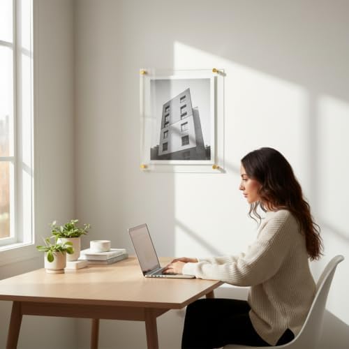 Azar Displays 105524-GLD Acrylic Floating Double Panel Wall Frame,18" x 24" Graphic Size, Overall Frame Size: 18" x 24", Gold