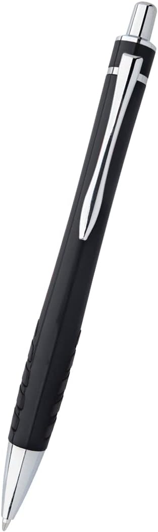 ExpressDesigns™ - Your Name or Imprint on our Custom Printed Addison Ballpoint Pen - Rubber Grip For Writing Comfort And Control, black ink, medium point - 12 Pack (Black)