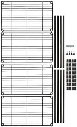 Amazon Basics 4-Shelf Steel Wire Storage Shelves for Garage, Adjustable Metal Shelving Unit, 200 lbs Per Shelf, 23.2" W x 48" H x 13.4" D, Black