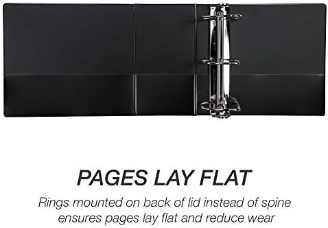 Samsill Durable 6 inch 3 Ring Binder, Locking D Ring Binder, Customizable Clear View Cover, Black, 2-Pack, Holds 1225 Pages