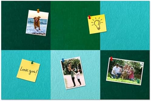 Square Felt Cork Bulletin Board Tiles, Self Adhesive DIY Felt Pin Board for Wall 30" x 20" with 35 Pushpins for Office School Home Wall Decor Stickers Memos Photos Display (Gradual Green)