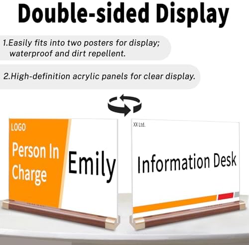 Acrylic Sign Holder 8.5 x 11, 3 Pack Double-Side Horizontal T-Shape