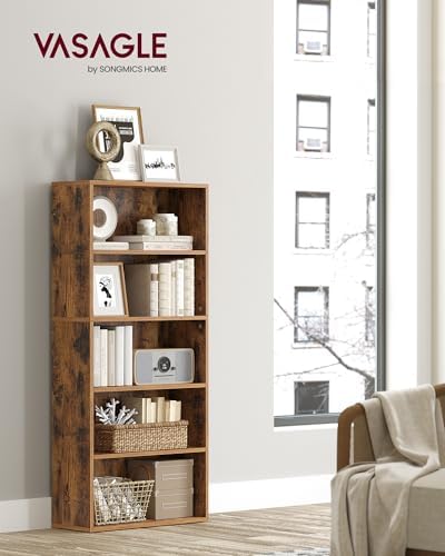VASAGLE 5-Tier Bookshelf, Storage Organizer, 23.6 x 9.4 x 52.8 Inches
