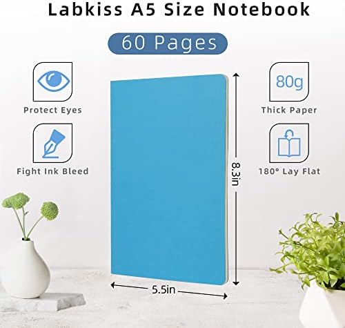 24 Pack College Ruled Notebook & Journal Bulk, Multi Cover, Line Thick Paper, A5 Size, 5.5x8.3 inch, 60 Page, Small Subject Composition Note Pad Set for Women Men Kids Traveler Student Office