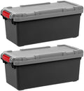 IRIS USA 2-Pack 15 Gallon Lockable Storage Trunk TrailBox, Dark Gray/Gray
