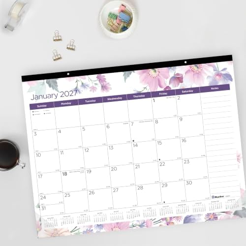 Blueline® 2027 Colorful Monthly Desk Pad Calendar, 12 Months, January to December, 22" x 17", Passion (C194113)