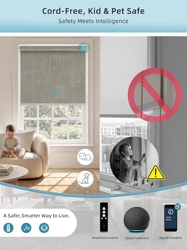 SmartWings Motorized Smart Roller Shades, 100% Blackout Vigor Sage