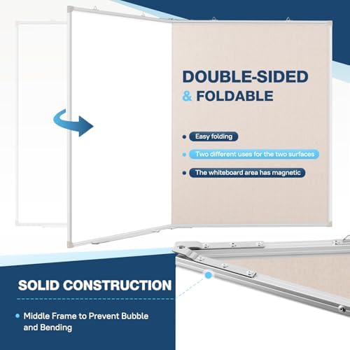 Large White Board Dry Erase Foldable Bulletin Board Combo 48x36 for Wall