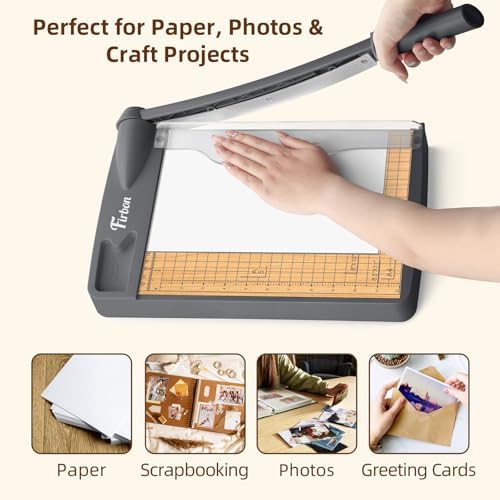 Firbon 12 Inch Wood Guillotine Paper Cutter, Heavy Duty Paper Trimmer