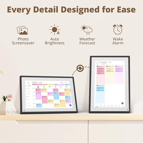 Digital Calendar 10 Inch Touch Screen, Electronic Calendar and Chore Chart for Family Monthly/Weekly Planner, Interactive Smart Calender with Task Rewards, Meal Planner, Desk Mount