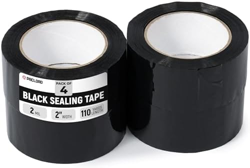 2" x 110 Yards Black Packing Tape, 4 Rolls