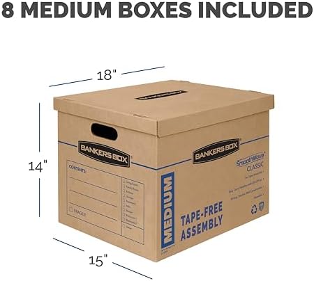Bankers Box 8-Pack Medium Classic Moving Boxes with Reinforced Handles