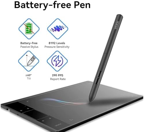VEIKK A30 Drawing Tablet 10x6 Graphic Tablet, 4 Touch Keys and Touch Pad