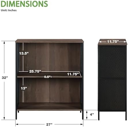 OSP Home Furnishings Ace Contemporary Modern Storage Bookcase with Shelves, 2 Shelves, Ozark Ash Finish
