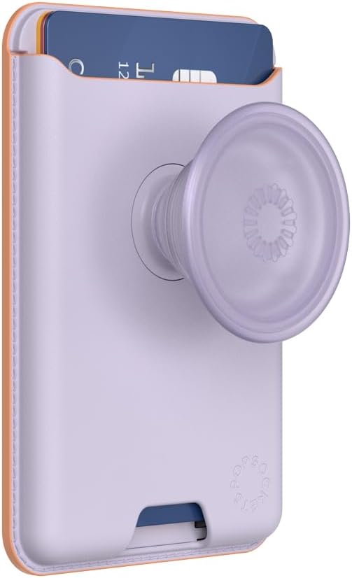 PopSockets Phone Wallet for MagSafe with Grip- Lavender | PopWallet, Holds 3 Cards, Magnetic, Removable, Secure, Lavender, Purple, Girly, Women