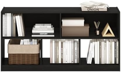 Furinno DALY Book Shelf, 5-Cube Bookshelf, Horizontal Cube Storage Organizer Bookcase, 10.9 x 47.2 x 23.6, for Living Room, Bedroom, Home Office, Espresso