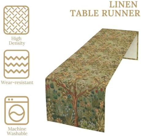 William Morris Tree of Life Table Runner Vintage Flowers Table Runner for Dining Table Decor 13 x 70 Inch