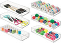 iDesign Plastic Makeup Drawer Organizer Tray, Set of 6, Clear