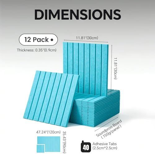 Large Felt Bulletin Board Cork Board Alternative with Safe Removable Adhesive Tabs, Wall Bulletin Board for Home Office Classroom Pin Board (Sky Blue, Fine-Stripe 6-Pack)