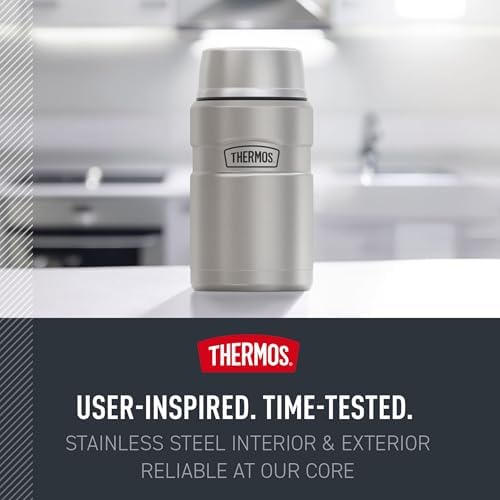 THERMOS Stainless King Food Jar with Bowl, 24oz, Matte Light Blue