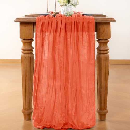 Orange Cheesecloth Table Runner Fall Boho Wedding Birthday Home Decor