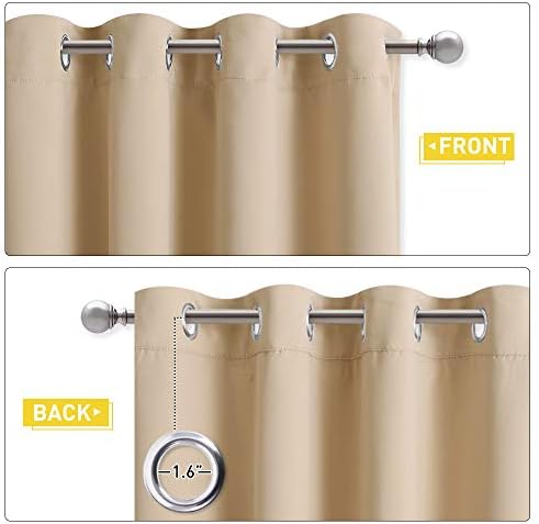 NICETOWN Living Room Noise Reducing Curtains, Privacy Protection & Completely Shaded Ring Top Drapes, Sound Preventing Insulated Window Treatment Curtain Panels(Biscotti Beige, 2 Pieces, W62 x L84)