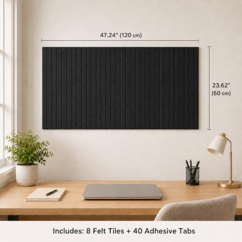 8 Pack Large Felt Bulletin Board Tiles, 48" x 24" Felt Pin Board