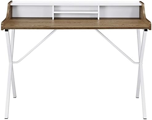 Modway Bin Contemporary Modern Writing Desk With Storage Cubbies in Walnut