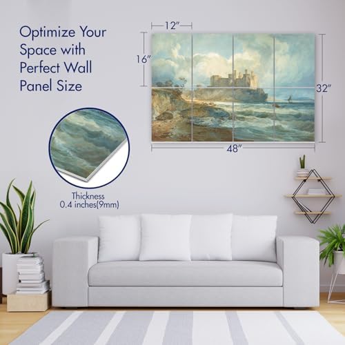 PINWELIFE® Masterpiece Acoustic Art Panels, 8-Pack 12"×16" Sound Absorbing Panels, Decorative Acoustic Wall Art, Noise and Echo Cancelling for Home Studio/Office, Nano Tape Included