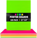 Hygloss Medium Poster Board 11x14 - 100 Assorted Neon Color Bulk Pack - 10 Pt. Thickness Colored Poster Board Paper for Projects, Signs, Displays - Posterboard Multipack 11" x 14"