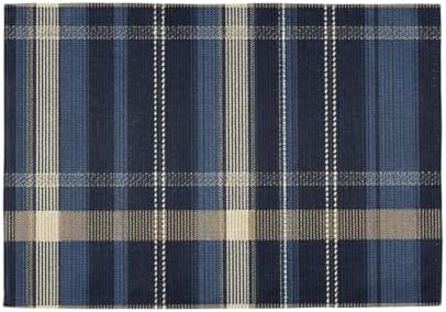 ALAZA Navy Plaid Tartan Pattern 1 PC Placemats Rectangle Table Mat for Dining Table Restaurant Kitchen Home Decor, 12" x 18"