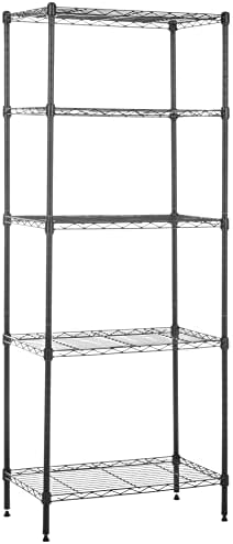 Amazon Basics 5-Shelf Multipurpose Adjustable Steel Garage Shelving Unit, Storage Rack for Kitchen, 200 lbs Per Shelf, Easy Assembly, 13.4"D x 23.2"W x 60"H, Black