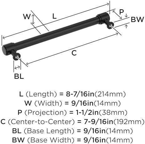 Amerock 7-9/16" Faircrest Matte Black Drawer Pull