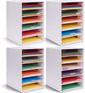 Ireer 4 Pieces Cardboard Paper Organizer, Classroom Mailboxes, Construction Paper Storage, Compartment Literature Sorters, Classroom Organizers for Student Office School (White,6 Slots)