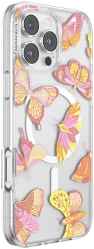 PopSockets iPhone 16 Pro Max Phone Case w/MagSafe Grip- Sunset Mariposa | Magnetic, Wireless Charging, Camera & Drop Protection, Butterfly, Moth, Luna, Western, Boho, Aesthetic
