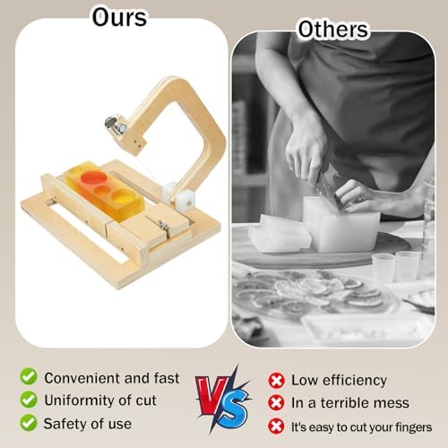 Professional Soap Cutter with Wire, Adjustable Wooden Cutting Tool Soap Slicer for DIY, Cheese, Butter, Cake, Bread Making