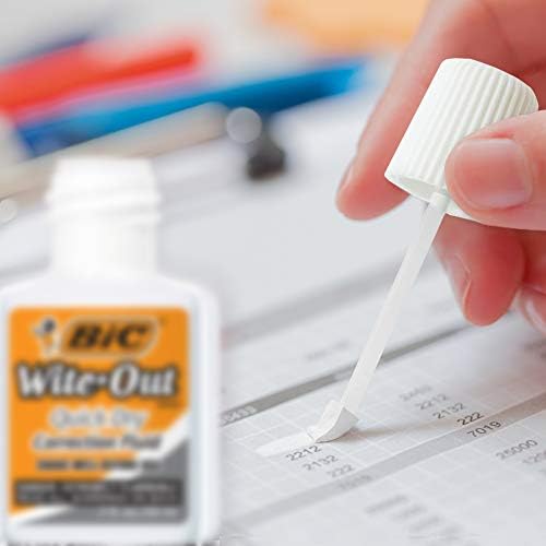 BIC Wite-Out Quick Dry Correction Fluid (pack of 12) | Quick Drying Formula for Fast Corrections, 12-Count Pack, Foam Brush for Precise Application, Reduced Dry Time