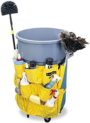 Rubbermaid Commercial Products Supply Organizing Caddy for Brute Trash Cans Yellow Tool Organizer Storage for Spray Bottles/Paper Towels/Gloves/Scrub Brush 1 Count