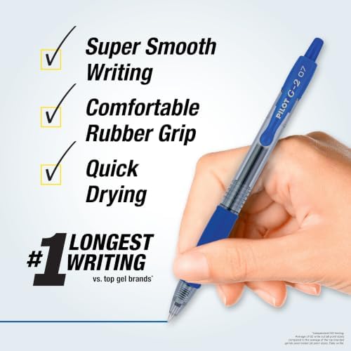 PILOT G2 Gel Roller Pens Fine Point, Blue Ink Pens Fine Point, Pack of 14