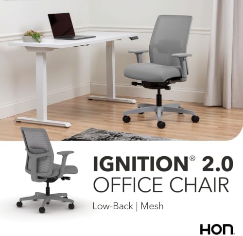 HON Ignition 2.0 Low Back Ergonomic Office Chair, Desk Chair, Frost