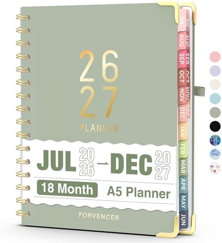 Jul 2026 - Dec 2027 Planner, Forvencer 18 Month Planner 2026-2027, 6" x 8"