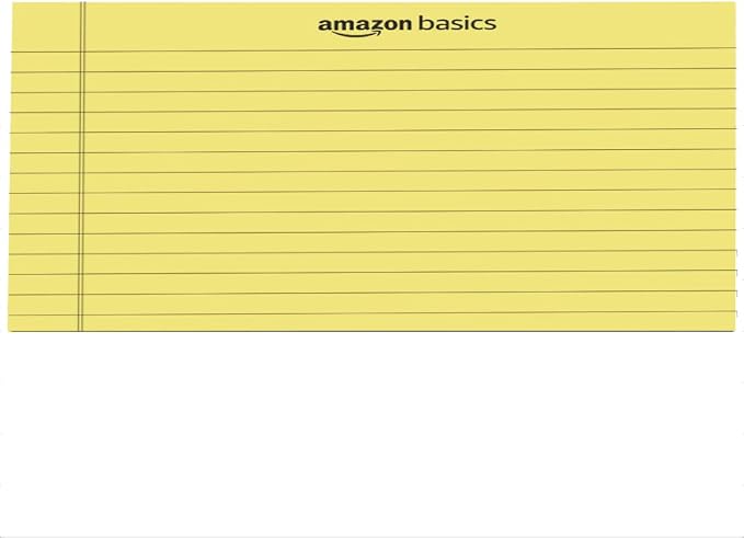 Amazon Basics Legal/Wide Ruled 8.5 x 11.75 inch Legal Pad, Canary, 72 Count (Pack of 12), 50 sheets per pad, 6 packs per carton